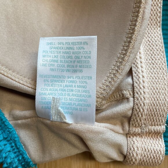 KONA SOL BIKINI TOP PUCKER TEXTURE SQUARE NECK TEAL BLUE SWIM SUIT WOMEN'S SMALL - Picture 5 of 7